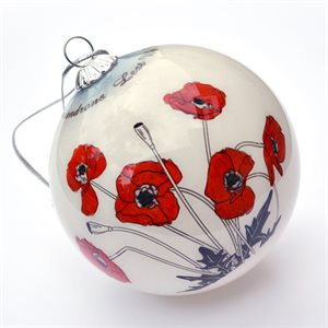  WHITE GLASS POPPY ORNAMENT