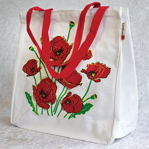 POPPY CANVAS SHOPPING TOTE WHITE