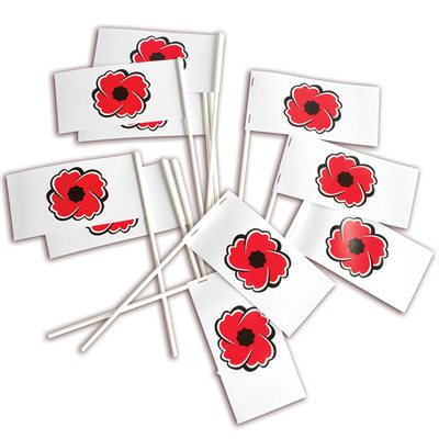DRAPEAUX COQUELICOTS 6" X 3", LOT DE 12 DRAPEAUX COQUELICOTS 6" X 3", LOT DE 12